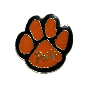 School Pride Orange & Black Cats, Wildcats, or Panther Paw Print Lapel Pin